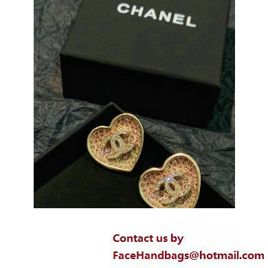 Chanel Clip-on Earrings in Metal  &  Strass. Gold, Pink  &  Crystal ABA401 2023